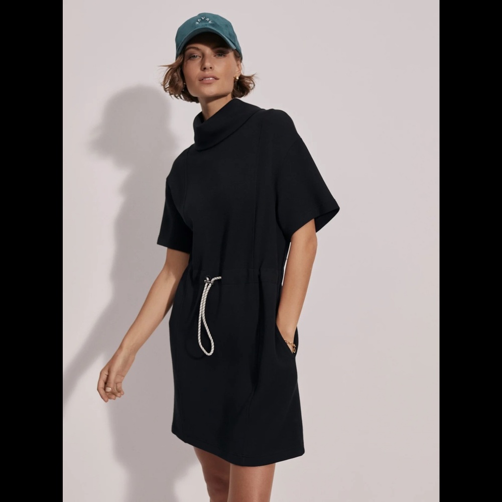 Varley Black Mini Dress with Drawstring